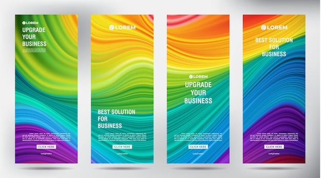 Mesh Color Flow roll up business brochure flyer banner design vertical template cover presentation background modern publication xbanner and flagbanner Set of Roll up banner stand template design