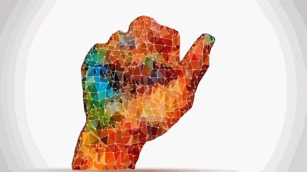 Vector mesh index hand model with triangle mosaic icon