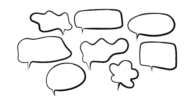 Message frames in comic style hand drawn chat bubbles