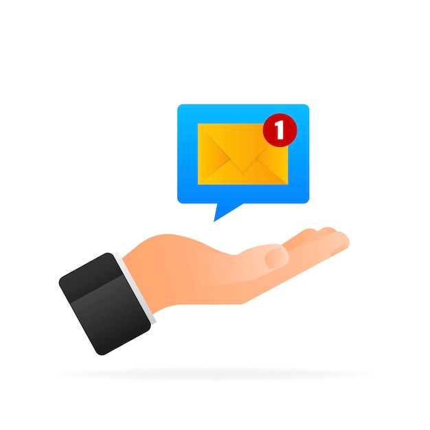 Message new in hand in flat style Smartphone icon Flat illustration for mobile app design