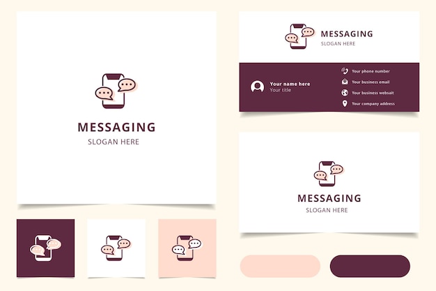 Messaging logo design with editable slogan branding book and