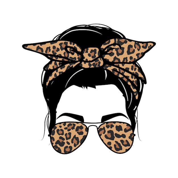 Messy bun template with cheetah pattern leopard pattern