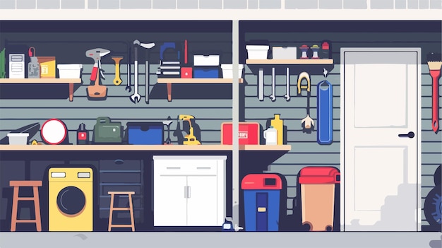 Messy Tool Shed Vector Illustration