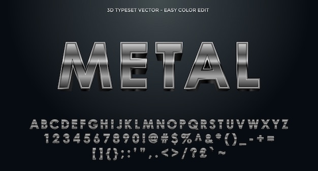 Metal 3D Alphabet Completed With Numbers And Symbols