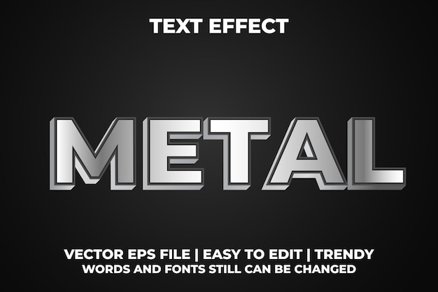 metal 3d bold text effect style design illustrator template design