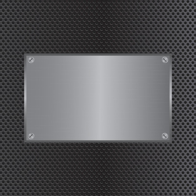 Metal background with plate and screws