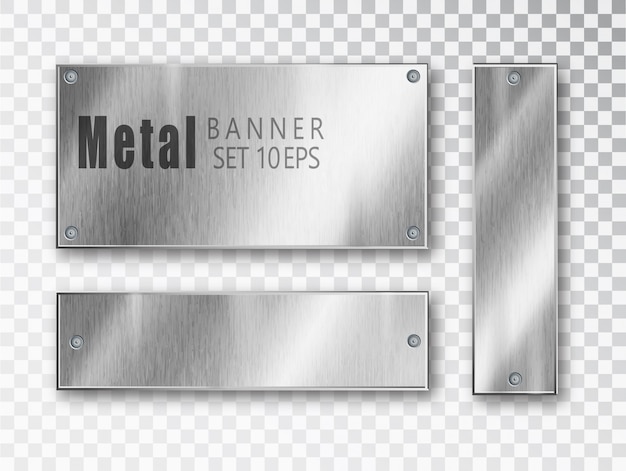 Vector metal banners set realistic. 