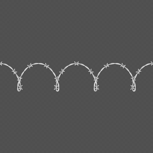 Metal barbed wire horizontal seamless border template and elements object. 