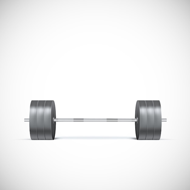 Metal barbell. Realistic icon