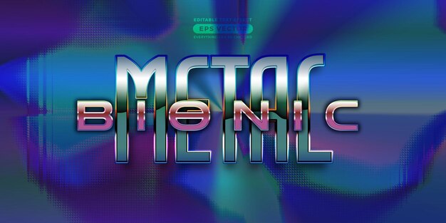 Vector metal bionic editable text style effect in retro style theme ideal for poster social media post and banner template promotion