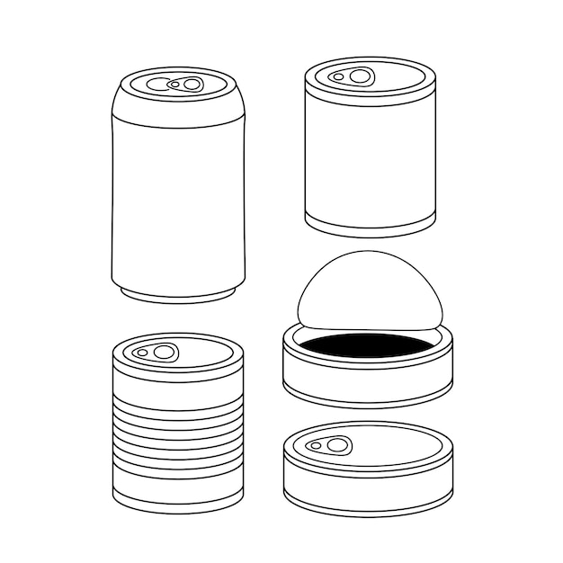 Metal cans vector set