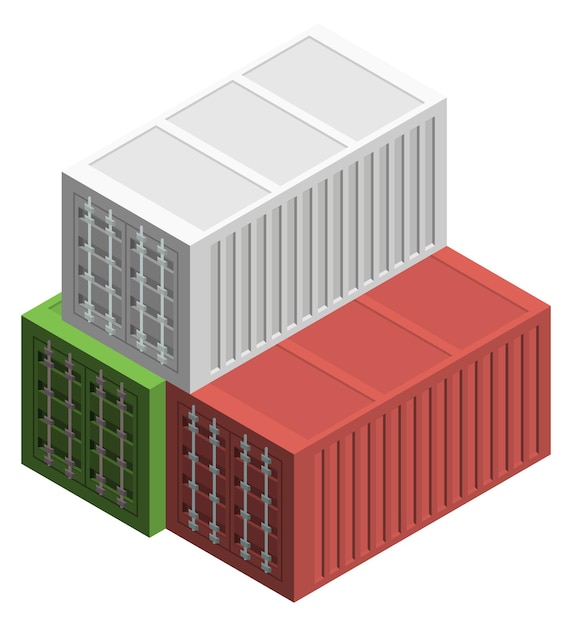 Metal cargo containers International freight isometric icon