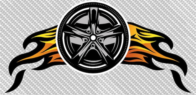 Metal disc for wheel on both sides on a carbon background Template for design Vector illustration