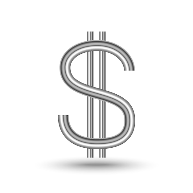 Vector metal dollar icon isolated vector