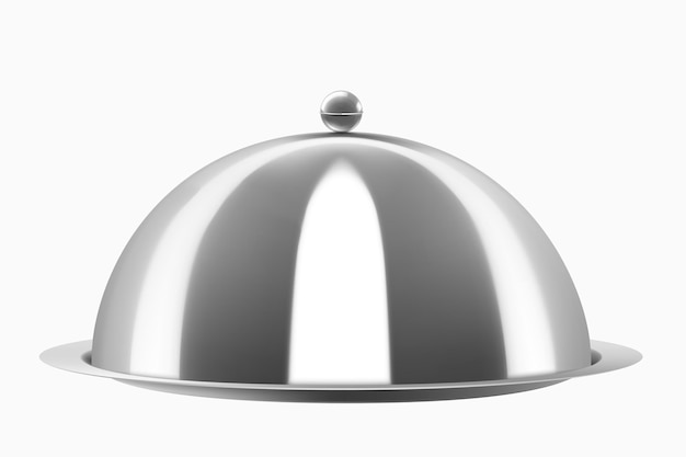 Vector metal food cloche isolated on white background stainless steel cloche food cover dome serving plate dish dining dinner platter realistic 3d vector illustration