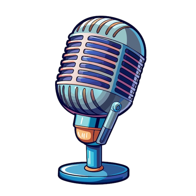 metal karaoke microphone cartoon style on white background