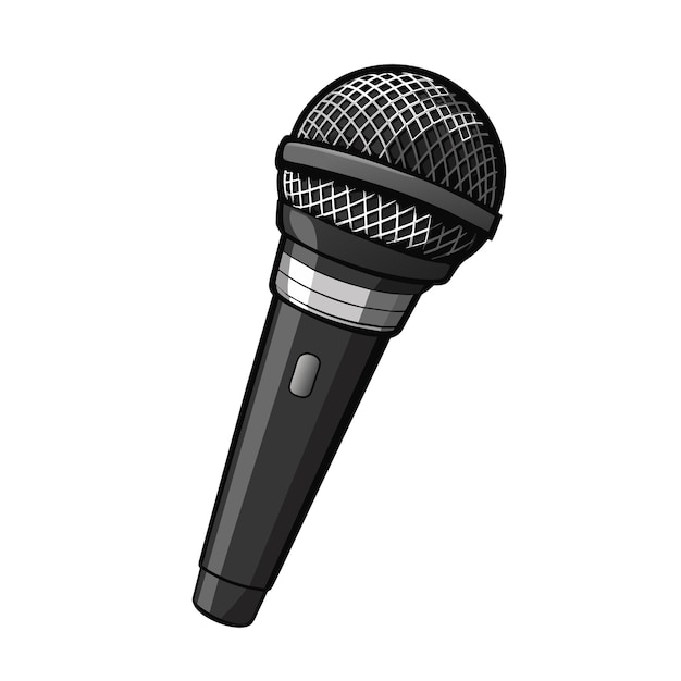 metal karaoke microphone cartoon style on white background