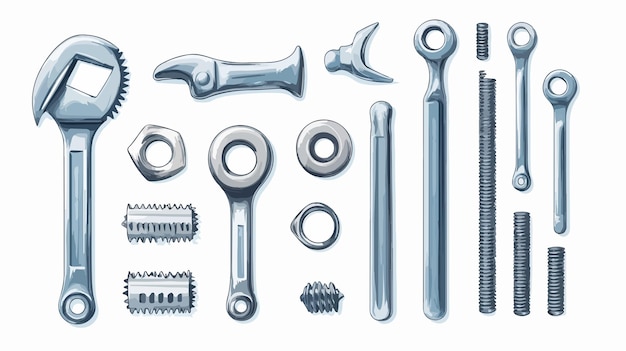 Metal Repairing Tool Vector Set Screw Bolt Hex B Professional Illustration