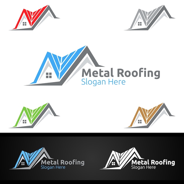 Metal Roofing Logo for Shingles Roof Real Estate or Handyman Architecture Design