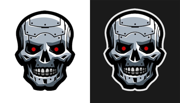 Vector the metal skull of the robot two versions