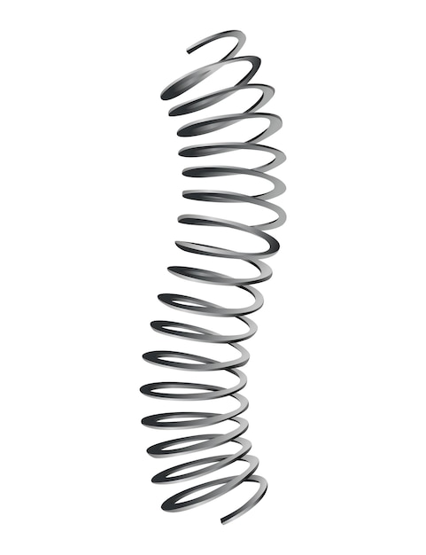 Metal spring Spiral shape Vector icon of swirl line or curved wire cord shock absorber or equipment part Repair spare part or flexible supplement