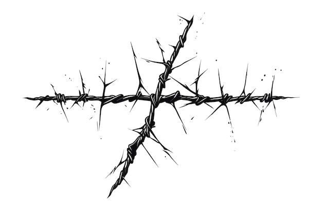 Metal steel barbed wire illustration