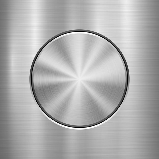 Metal technology background with circle bevels and polished brushed texture chrome silver steel