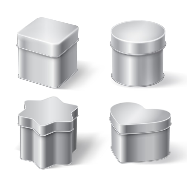 Metal tin boxes for tea, coffee or candies