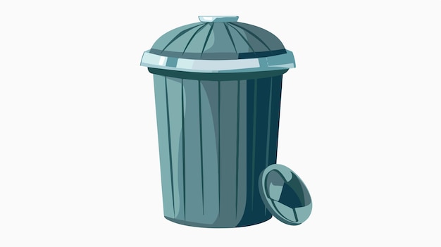 Vector metal trash can flat icon vector illustration