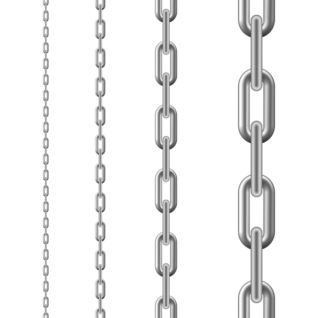 Metallic Chain. Seamless chain isolated on white background.  illustration