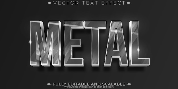 Vector metallic editable text effect editable silver and shiny text style