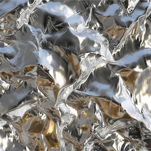 Vector metallic foil pattern material textured paper shiny silver background crumpled abstract rough surfac