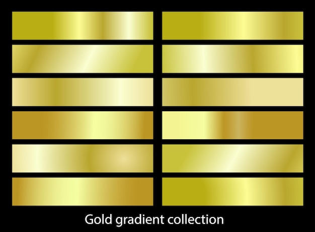 Metallic gold gradients set collection