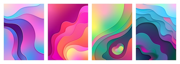 Metallic modern gradient active mixed gradient color paper cut art.