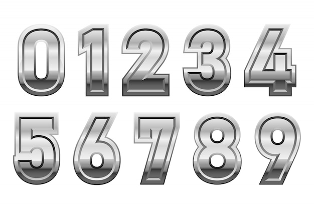 Metallic numbers  design illustration isolated on white background