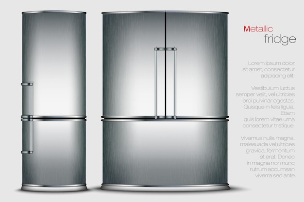 Metallic refrigerator.