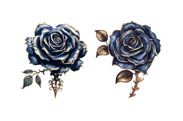 Metallic rose clipart isolated vector illustration