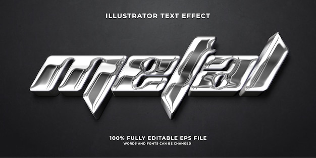 Metallic Silver Editable 3D Text Effect