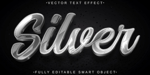 Vector metallic silver vector editable text effect template