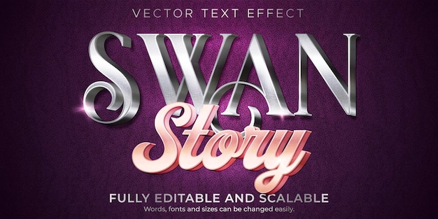 Metallic swan text effect, editable shiny and elegant text style