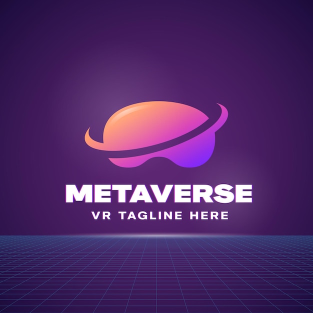 Metaverse Abstract Vector Sign Symbol Logo Template Virtual Reality Goggles with Distorted Typography Cyberspace Emblem Isolated