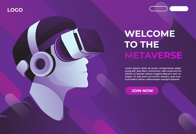 Metaverse illustration landing page design concept