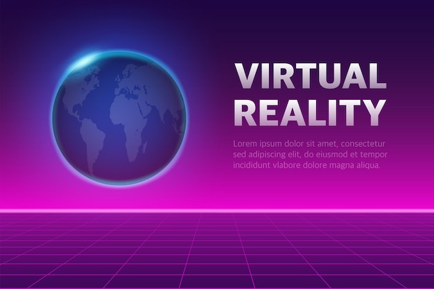 Vector metaverse technology concept. digital space. virtual reality. 3d vector. world map