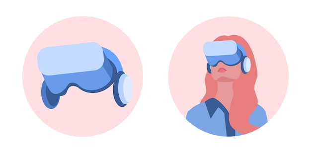 Metaverse or Virtual reality concept. Woman with glasses and a headset VR.