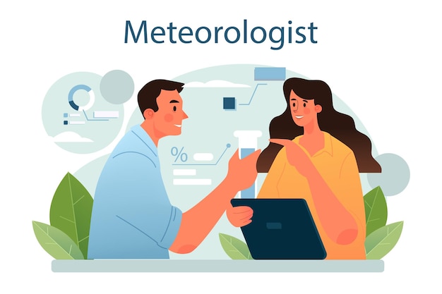 Meteorologist concept. Weather forecaster studying and researching