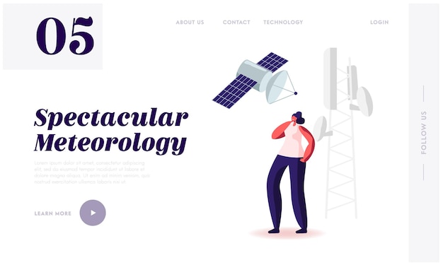 Meteorology Equipment, 5G Internet Service and Smart Technologies, Tech Progress Landing Page Template.