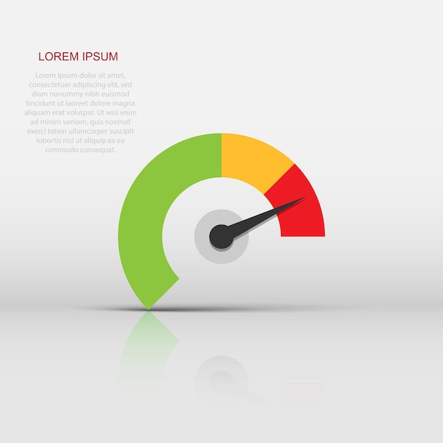 Vector meter dashboard icon in flat style credit score indicator level vector illustration on white isolated background gauges with measure scale business concept