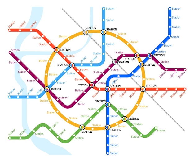 Metro underground and subway line stations map