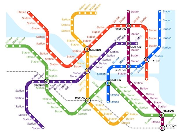 Metro underground subway transport system map