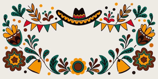 Vector mexican background festive backdrop for festival cinco de mayo mexico poster